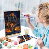 ATDMS Paint by Numbers Kit for Adults with Frame Tiger Paint by Number with Easel DIY Tiger Adult Paint by Number Kits Paint by Number Canvas for Gift Home Wall Decor 8x12 Inch ATDMS
