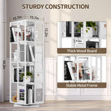 Rengue Rotating Bookshelf, 4-Tier 360 Revolving Bookcase Spinning Bookshelf Square Corner Bookshelf Organizer Storage Rack for Small Space,Bedroom, Study Room, White Rengue