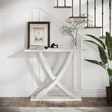 ChooChoo Console Table, Farmhouse Entryway Table for Hallway, 39 inch Wood Sofa Foyer Table with Storage for Entrance, Living Room, White ChooChoo