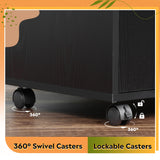 DEVAISE File Cabinet with Charging Station, 1-Drawer Lateral File Cabinets with Lock for Home Office, Wooden Rolling Printer Stand with Shelves, Black DEVAISE