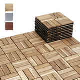 BEEFURNI Acacia Interlocking Deck Tiles (12"x 12" 10 PCS), Wood Deck Tiles Interlocking Outdoor All Weather, Patio Flooring for Indoor Outdoor use, 1-Year Manufacturer Warranty (Natural Wood) BEEFURNI