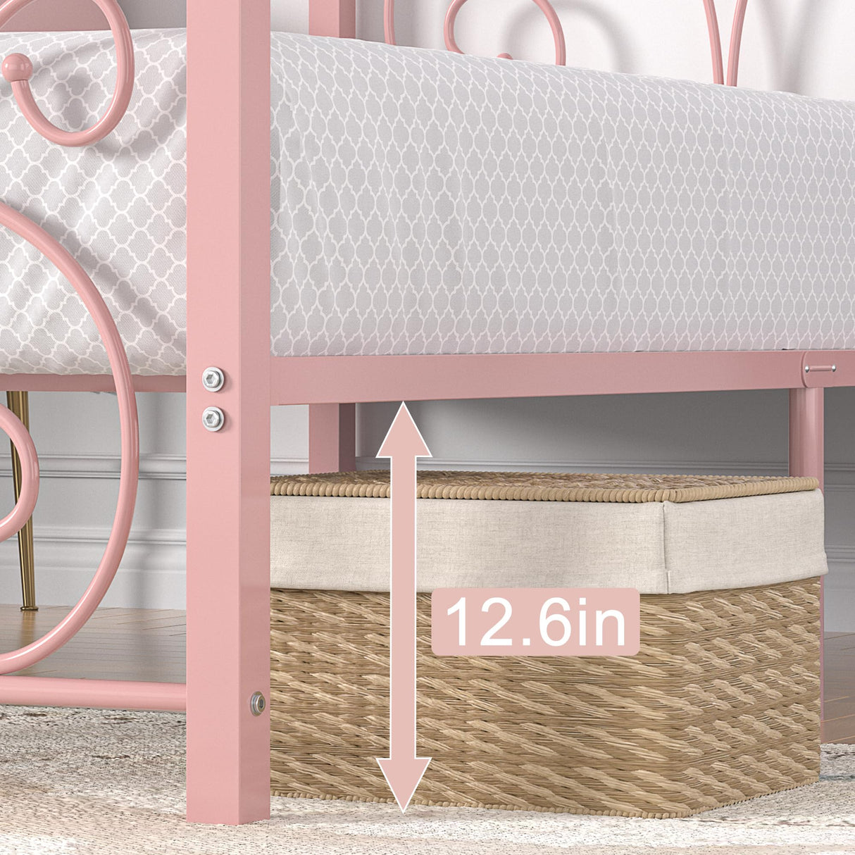 VECELO Twin Size Bed Frame with Headboard and Footboard, Heavy Duty Metal Slat Support, Platform Mattress Foundation, No Box Spring Needed, Easy Assembly, Light Pink VECELO