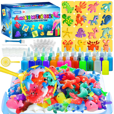 FADAWU 24 Colors Magic Water Elf Toy Kit - Aqua Fairy Water Gel Kits with 16 Molds, DIY Squishy Maker Set for Kids, Water Pets Squishies Toys, Party Favors Arts & Crafts Gift for Boys & Girls