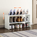 X-cosrack 2-Tier Shoe Rack Organizer for Closet, Expandable and Adjustable White Shoe Rack, Stackable Iron Wood Combination Shoe Storage Shelves for Closets, Entryway, Small Space, Hallway, Garage X-cosrack