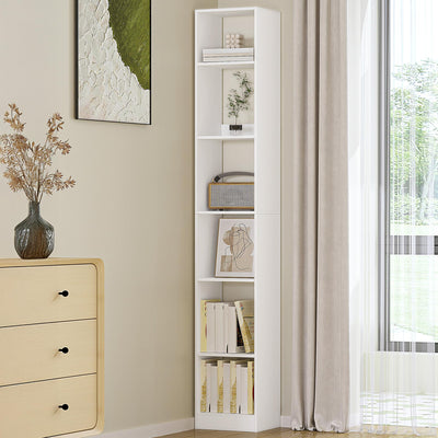 Hzuaneri Bookcase, Tall Narrow Bookshelf, Open Display Storage Shelf, Skinny Cube Book Shelf with Adjustable Shelves, CD Rack for Living Room, Home Office, Bedroom, 6 Tiers, White BC09603X