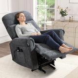 HAOMARKETS Power Lift Recliner Chair with Massage and Heat for Elderly, Electric Recliners with Remote Control,Soft Fabric Upholstered Reclining SingeSofa with Side Pocket for Living Room, Grey HAOMARKETS