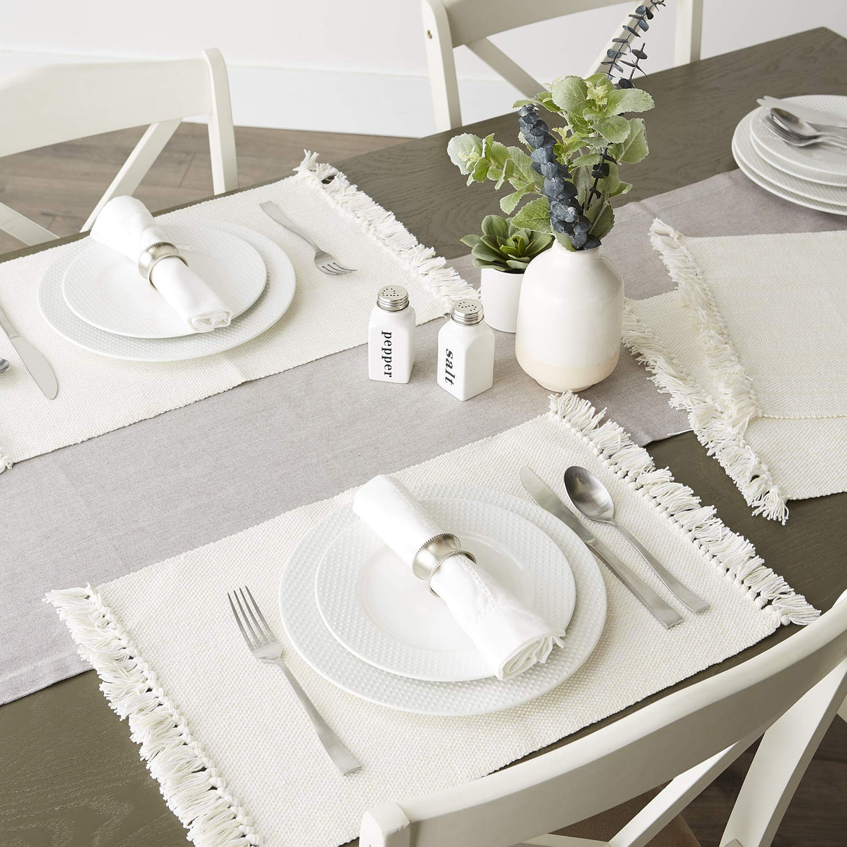 DII Variegated Tabletop Collection, Placemat Set3x19, Off-White, 6 Piece DII