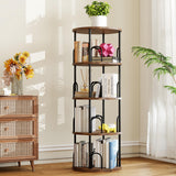 Arbcoler 4 Tier Rotating Bookshelf, 360 ° Display Corner Book Shelf, Stackable Spinning Bookshelf Tower, Narrow Tall Revolving Bookcase, Round Swivel Storage Organizer (Black, 4 Tiers) Arbcoler