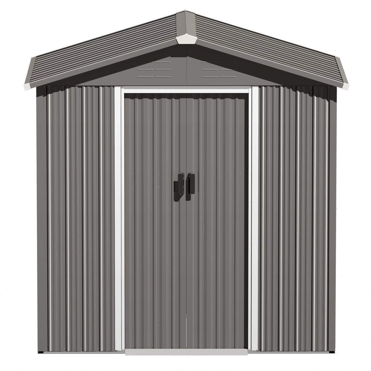 Nuu Garden 6 x 4 FT Outdoor Storage Shed with Sliding Doors, Galvanized Metal Garden Storage Shed with Sloping Roof, Rust-Resistant Backyard Tool Shed with Air Vents for Patio, Lawn, Gray NUU GARDEN