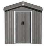 Nuu Garden 6 x 4 FT Outdoor Storage Shed with Sliding Doors, Galvanized Metal Garden Storage Shed with Sloping Roof, Rust-Resistant Backyard Tool Shed with Air Vents for Patio, Lawn, Gray NUU GARDEN