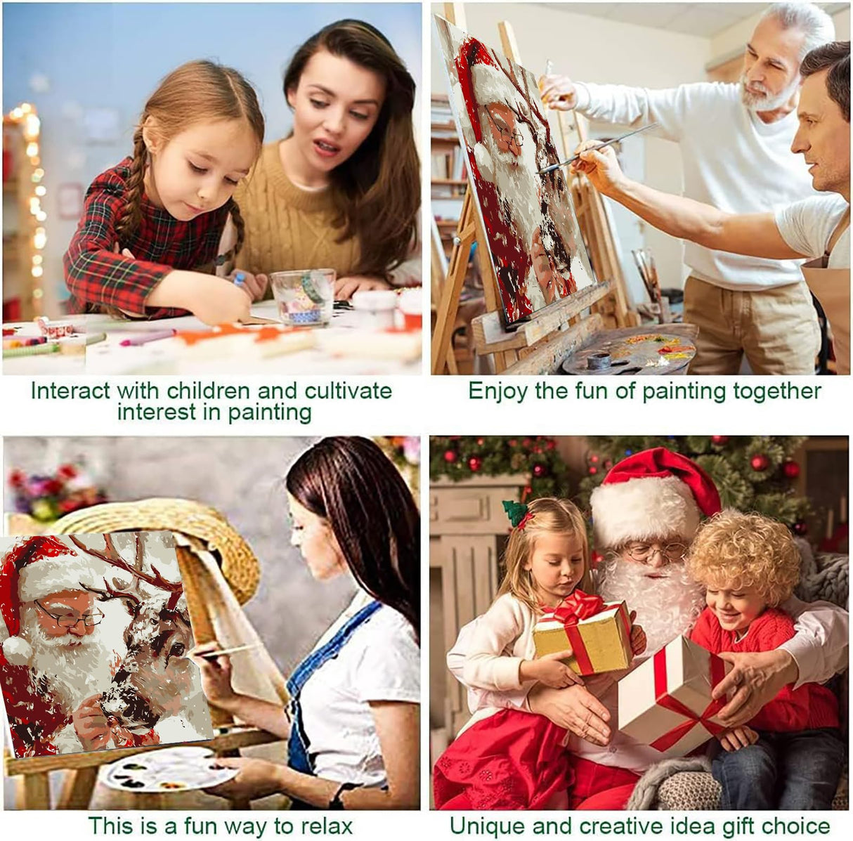 Christmas Paint by Numbers for Adult,Paint by Numbers Kit for Adults Beginners,DIY Paint by Numbers Acrylic Paint Canvas Santa Elk Painting Kits Art,Home Wall Decor, 11.8X11.8 inch(Without Frame) APTDYIGL