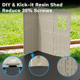 Devoko 10 x 10 FT Plastic Outdoor Storage Shed with Windows, Resin Tools Shed with Floor Large Storage Garden Shed for Patio,Garden, Backyard, Lawn, Beige Devoko