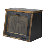 Amish Valley Products Rustic Wood Bread Box Large Kitchen Counter Storage Punched Willow Tin Primitive décor Interior Shelf Wooden Country Farmhouse Breadbox (Antique Black) AMISH VALLEY PRODUCTS