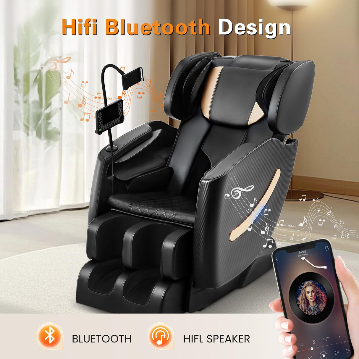 LetvbRFxy 2025 Massage Chair Full Body, Zero Gravity Shiatsu Massage Recliner Chair, 10 Fixed Rollers, Airbags, Heating, Auto Mode, Touch Screen Controller, Nightlights for Living Room, Bedroom(Black) LetvbRFxy