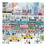 Galison Michael Storrings 500 Piece New York City Jigsaw Puzzle for Adults and Families, Holiday Puzzle with Winter Scenery in New York City Galison
