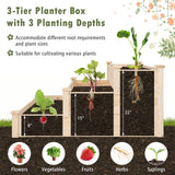 Toolsempire 3-Tier Raised Garden Beds Outdoor, Fir Wood Raised Garden Bed Planter Box, Flower Bed Wooden Planter Kit for Gardening, Vegetable & Herb Toolsempire