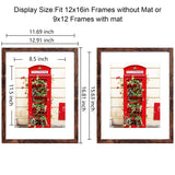 SESEAT 12x16 Picture Frame Rustic Brown, Display Pictures 9x12 with Mat or 12x16 without Mat, Photo Frames Wall Gallery, 1 Pack SESEAT