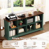 Athyrios 8 Cube Storage Organizer - 62" Long Farmhouse Wood Low Bookshelf, Horizontal Open Shelf Bookcase Cubby Storage Console Cabinet for Living Room, Entryway, Office, Green Athyrios