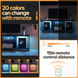 WLIVE TV Stand up to 65 Inch TV, 55" Entertainment Center with LED, Industrial TV Console with Glass Shelf for Living Room and Bedroom, Black WLIVE