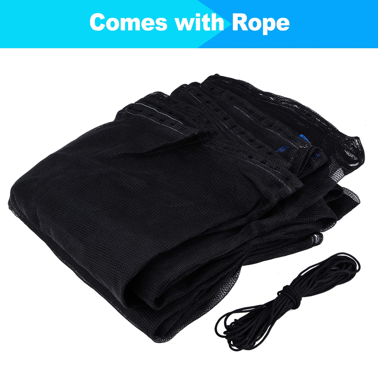 SPORTYOUTH Trampoline Netting Replacement Safety Enclosure for 12 ft 6 Straight Poles Round Frame Trampoline, Breathable Weather-Resistant Tear-Proof Netting with Adjustable Straps, NET ONLY SPORTYOUTH