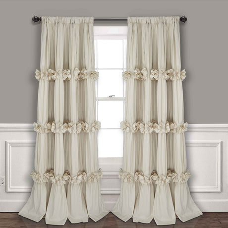 Homechoice Decor Thermal Insulated Blackout Window Curtains, 54" W x 84" L (Pair), Boho Ruched Window Treatments with 3 Rows of Butterfly Flowers, Rustic Rod Pocket Drapes for Room, Camel (LQ-30) Homechoice Decor