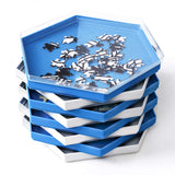 Becko US Stackable Puzzle Sorting Trays Jigsaw Puzzle Sorters with Lid Puzzle Accessory for Puzzles Up to 1500 Pieces, 8 Hexagonal Trays in White & Blue Becko US