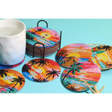 8 PCS Beach Moon Diamond Art Coasters Kits, Diamond Painting Coasters with Holder Set of 8, DIY Drink Coasters Art Crafts Supplies for Adults Cup Mat for Home Decor House Warming Gifts 3.9inch Yanfairy