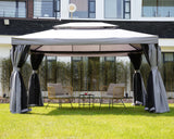 Yangming Gazebo 10X13 ft Outdoor Gazebos Clearance with Outside Mosquito Netting and Curtains for Patio Deck Backyard Garden, Gray Yangming