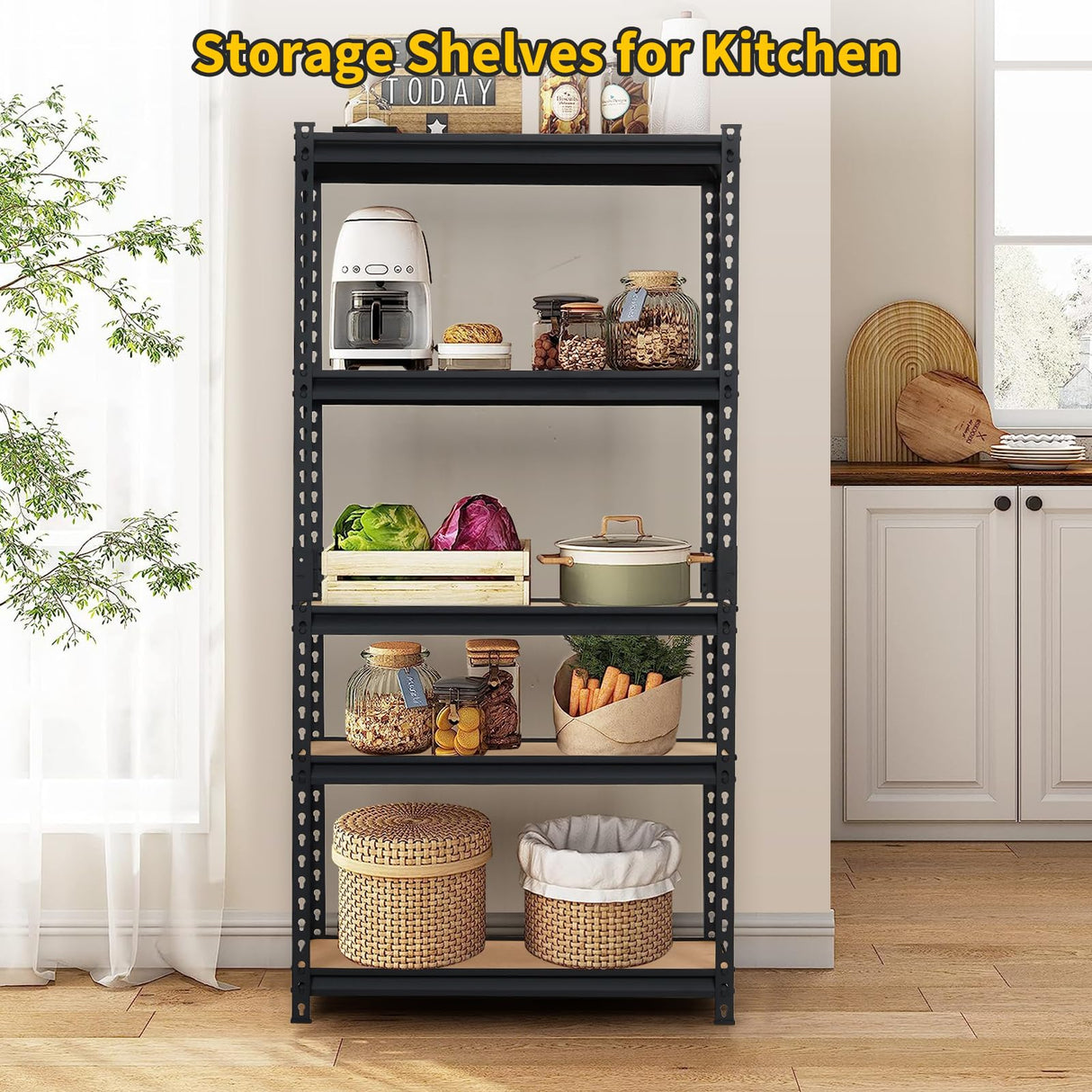 KOKEBREN Garage Shelving Heavy Duty Storage Shelves 2000Lbs Capacity, 5 Tier Adjustable Metal Shelving Unit 48" W x 18" D x 72" H, Industrial Utility Rack for Kitchen Pantry KOKEBREN
