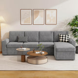 wanan 103" Sleeper Sofa, L-Shaped Sectional Sofa Bed with Storage Chaise, Reversible 2 in 1 Pull Out Couch with Cup Holders and Side Pockets for Living Room, Easy Assembly (Wool Blend, Grey) wanan