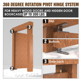 Door Pivot Hinges Heavy Duty Hinges for Max 300 lb Wood Doors & Hidden Door Bookcase & Secret Door,360 Degree Rotation Suemisi