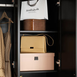 Homsee 47.2”W Rustic Wardrobe Armoire Closet with 5 Rattan Doors, Closet Cabinet with Hanging Rod, Drawers & Shelves, Cloth Organizer for Bedroom, Black and Brown Homsee