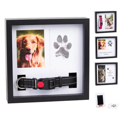 OtterPets Memorial Picture Frame, 4 Customizable Displays, 9x9, Paw Print Kit for Dogs, Dog Memorial Gifts for Loss of Dog, Loss of Pet Sympathy Gift, Pet Paw Print Impression Kit