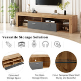 Merax Modern LED TV Stand for TVs Up to 80", 70" Gaming Entertainment Center with Glass Shelves and 2 Doors, TV Console with 16 Dynamic RGB Modes for Living Room, Bedroom Merax