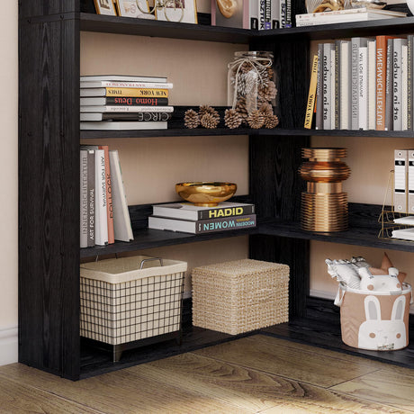 IRONCK Bookshelves 6 Tiers with Baffles Industrial Large Corner Etagere Bookcase Storage Display Rack for Living Room Home Office IRONCK