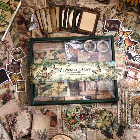 icceemee Scrapbooking Supplies Kit,Green Garden Scrapbooking Kit for Bullet Junk Journaling, Stationery, A6 Grid Notebook, Floral DIY Note-Taking Supplies, Birthday Craft Gift for Teen Girls icceemee