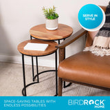 BIRDROCK HOME Wooden Nesting Side Tables - Mid Century Modern Stackable Coffee Table - Space-Saving Wooden End Table for Living Room, Bedroom, Centerpiece, Office, Balcony - Natural Mango Wood - 2 Set BIRDROCK HOME