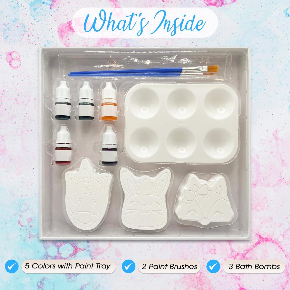 Basic Bliss Paint Your Own Bath Bombs for Kids, 3 Shapes Infused with Essential Oils, Ideal for Kids Birthday Activity or Making Bubble Baths More Fun, Gentle and Safe Skin Care for Kids, Boys & Girls Generic