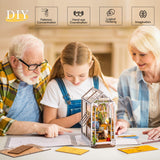 ROBOTIME Book Nook Kit - DIY Miniature House Kit, 3D Wooden Puzzle Booknook, Bookend Bookshelf Insert Decor with LED Light, DollhouseTiny House Hobby Diorama Kit Unique Gifts (Garden House) ROBOTIME
