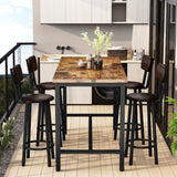 AWQM Space-Saving Faux Wooden Dining Set with 8 PU Upholstered Chairs for Modern Living AWQM