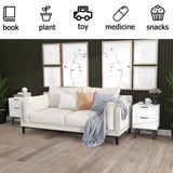 TaoHFE Modern White Nightstand Set 2 with Drawer Mid Century 22 Inch Bed Side Table Bedroom White Night Stand Set of 2 Bedside Table Set 2 White 2 Drawer Nightstand Table for Bed Room(2, White) TaoHFE