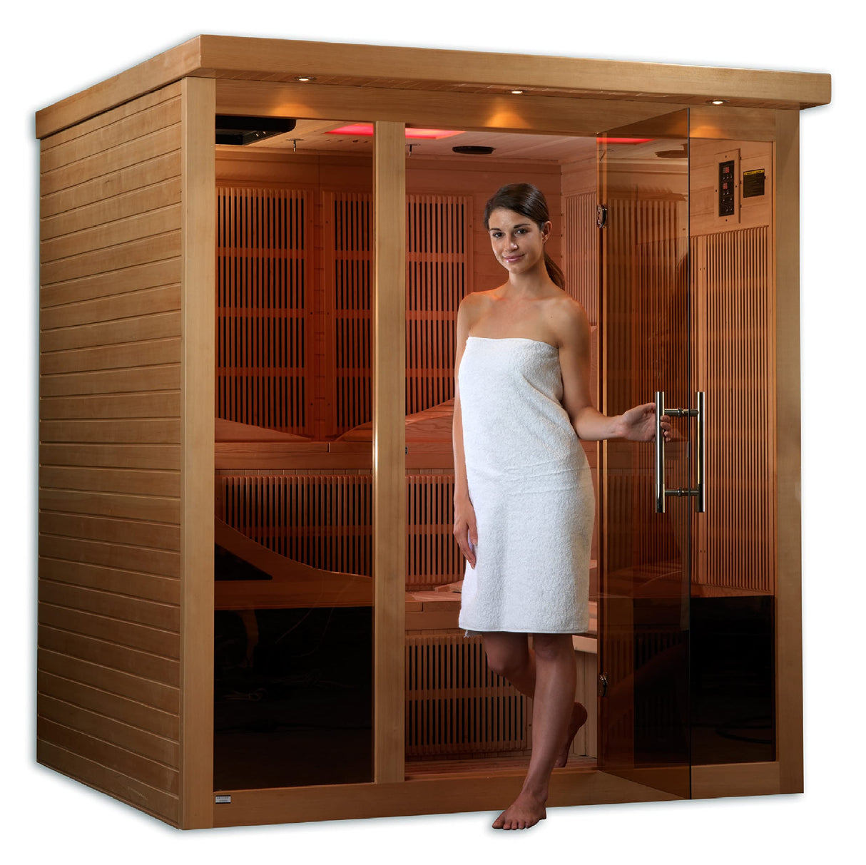 DYNAMIC SAUNAS Golden Designs Monaco 6-Person Near Zero EMF Far Infrared Sauna Canadian Hemlock (Nature Finish) DYNAMIC SAUNAS