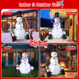Dawdix 8FT Christmas Decs Inflatable Snowman, Christmas Blow Up Yard Decs Snowman with Penguins, Built-in Colorful Rotating LED Lights, for Holiday Xmas Party Garden, for Him, Her Dawdix