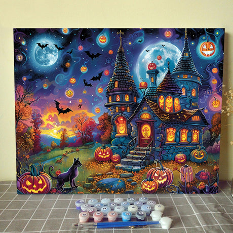 Tucocoo Day of The Dead Pumpkin Head Halloween Paint by Number for Adults DIY Oil Painting by Numbers Set for Beginner Gifts for Men Women Wall Art Abstract Home Wall Decor 16x20Inch Frameless Tucocoo