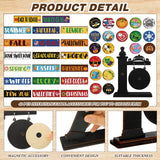 RattanView 41 Pcs Interchangeable Seasonal Decor Mini Standing Sign Farmhouse Convertible Seasonal Wood Welcome Sign for Halloween Thanksgiving Christmas Holiday Table Decor(Black) RattanView