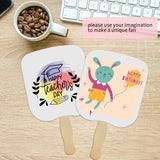 Fansunta 30 Pieces Church Fans Handheld Set, Including Fan Handle Craft Sticks Wavy Wooden Sticks, Blank White Cardstock, Double Sided Tape Church Fans for DIY Crafting Painting Fansunta