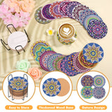 Caffox 20 Pieces Diamond Art Painting Coasters Kit with Holder, Diamond Art Coasters, DIY Diamond Art Crafts Projects, Diamond Art Kits for Adults and Beginners(Mandala Style) Caffox
