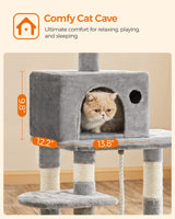 FEANDREA Cat Tree, Cat Tower for Indoor Cats, 56.3-Inch Cat Condo with Scratching Posts, Hammock, Plush Perch, Light Gray UPCT15W Feandrea