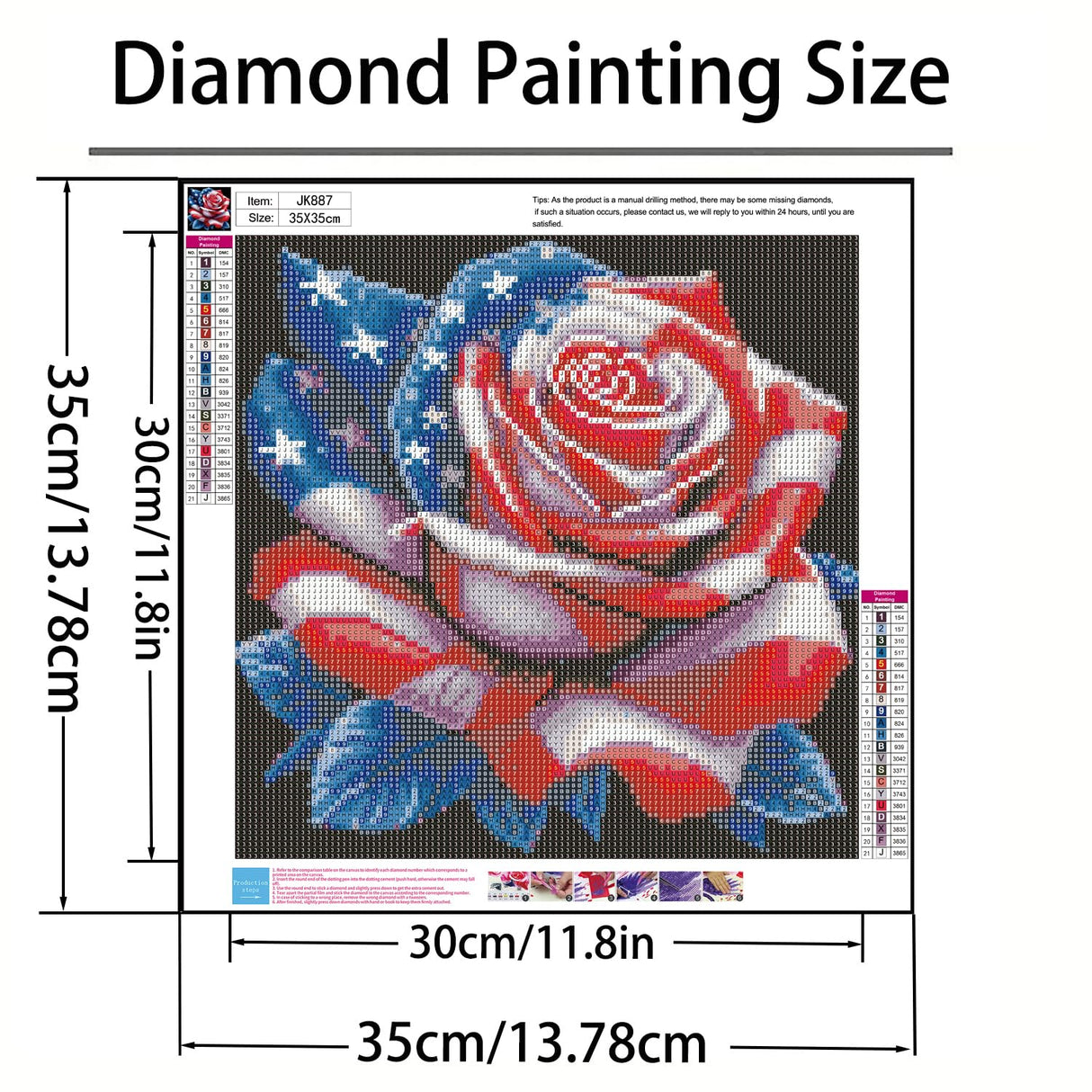 GXGLLPZBY 5D Diamond Painting Kits for Beginners, DIY America Flag Rose Diamond Art Kits for Adult, Full Round Diamond Dot Gem Art Kits, Home Wall Decoration 13.8x13.8 Inches GXGLLPZBY