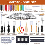 Leather Working Tools Craft Kit for Carving Stamping Sewing Punching Cutting with Storage Bag Professional Leather Tooling kit for DIY Crafting TEKCHIC